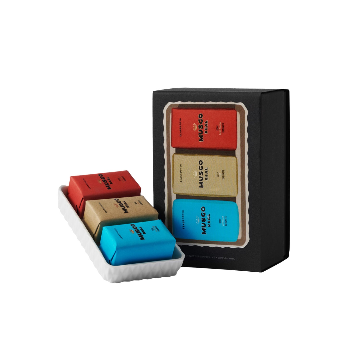 Gift Set Soap Dish plus 3 Mini Soaps Alto Mar, 1887, Puro Sangue