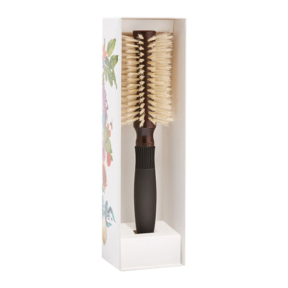 Pre-curved blowdry hairbrush 10 rows 100% natural boar-bristle &amp; wood