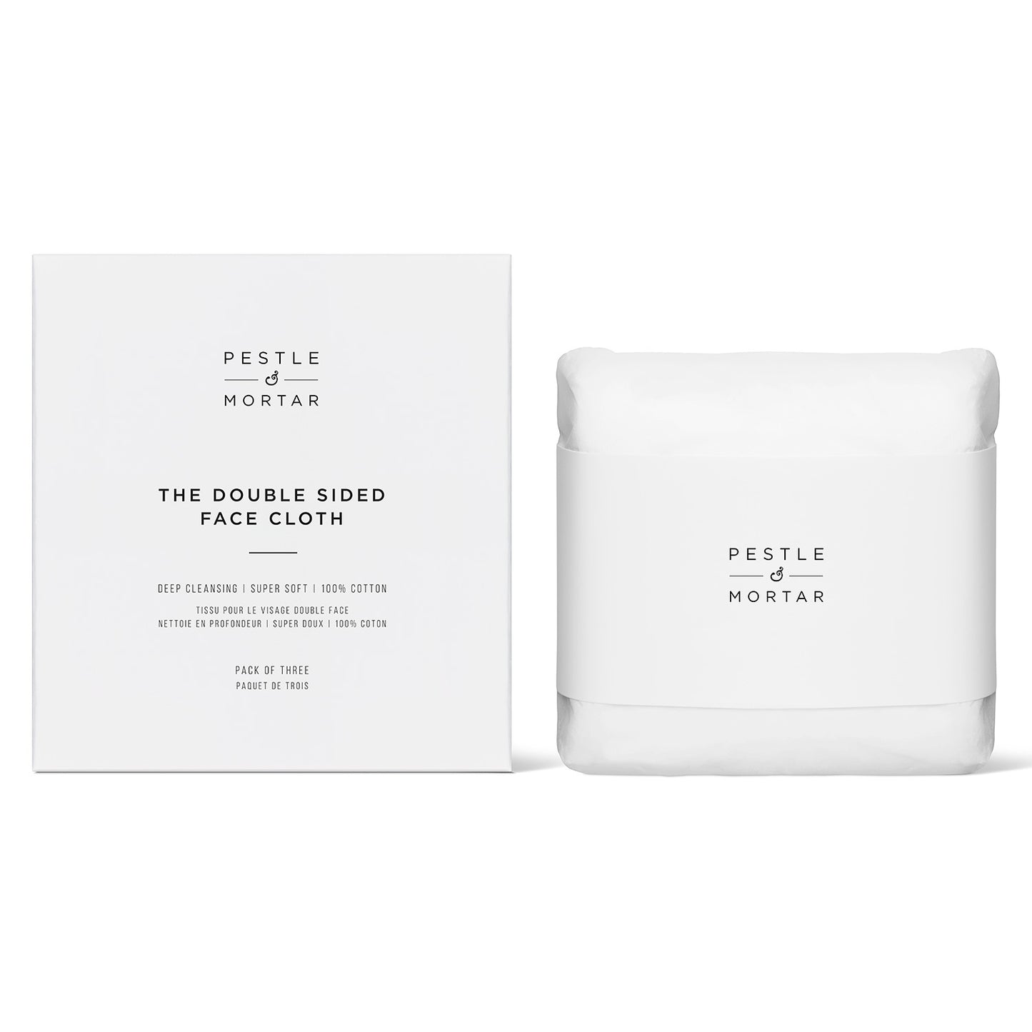 Double Sided Face Cloths - Pack of 3