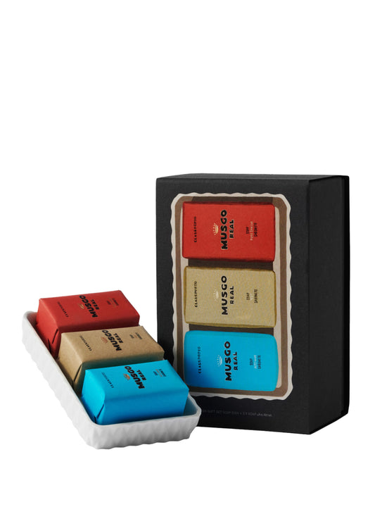 Gift Set Soap Dish plus 3 Mini Soaps Alto Mar, 1887, Puro Sangue