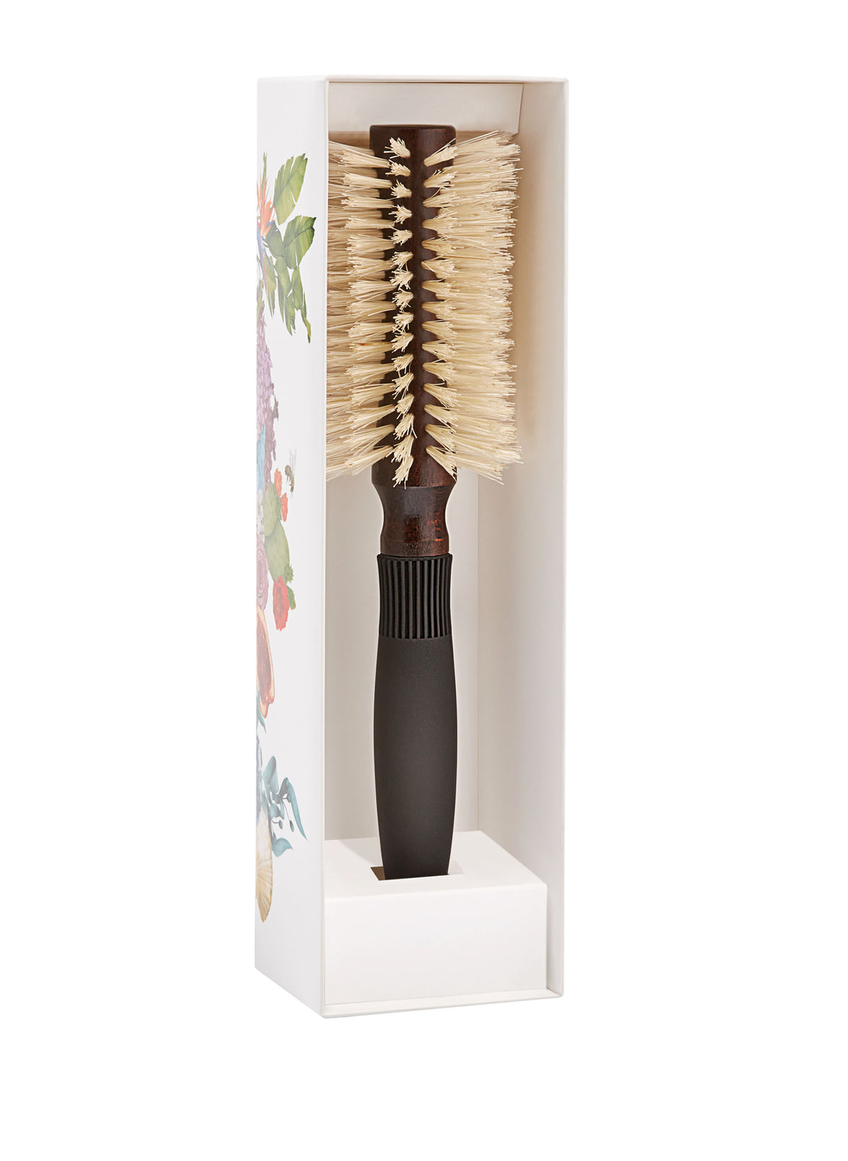 Pre-curved blowdry hairbrush 10 rows 100% natural boar-bristle & wood