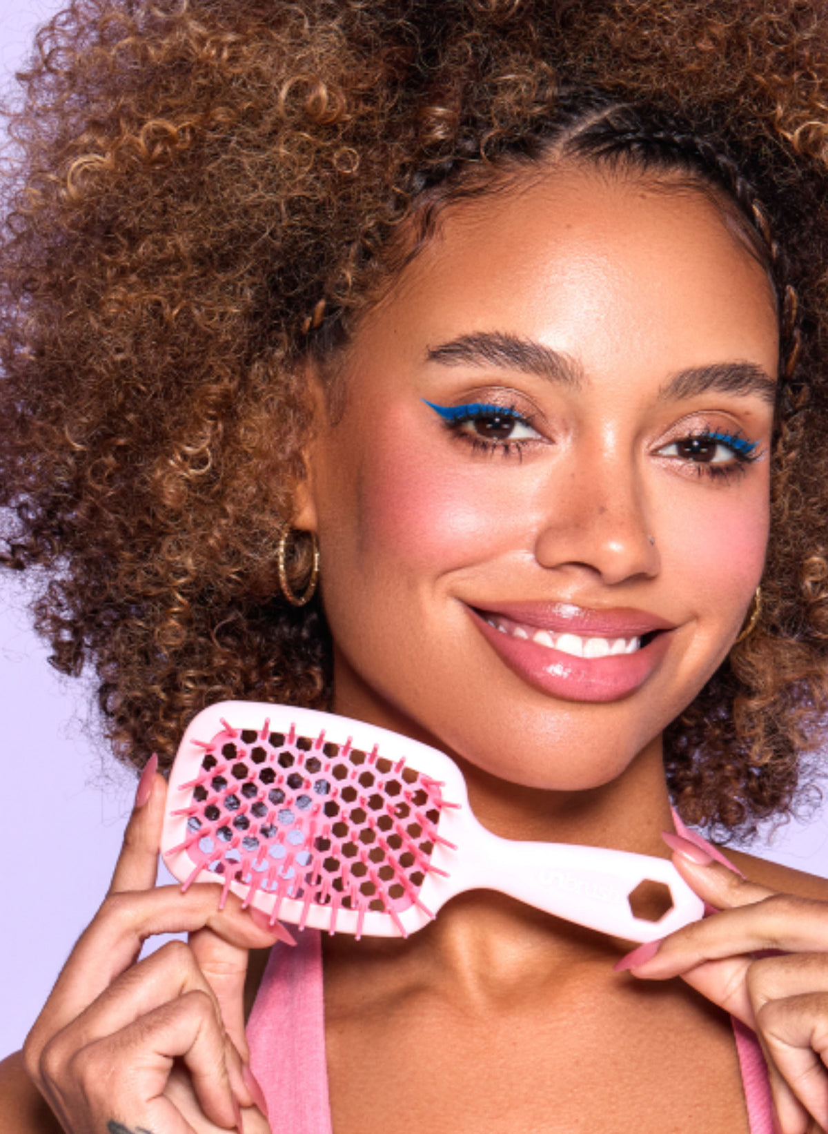 Detangling Hair Brush Mini -Pastel Collection / Peony