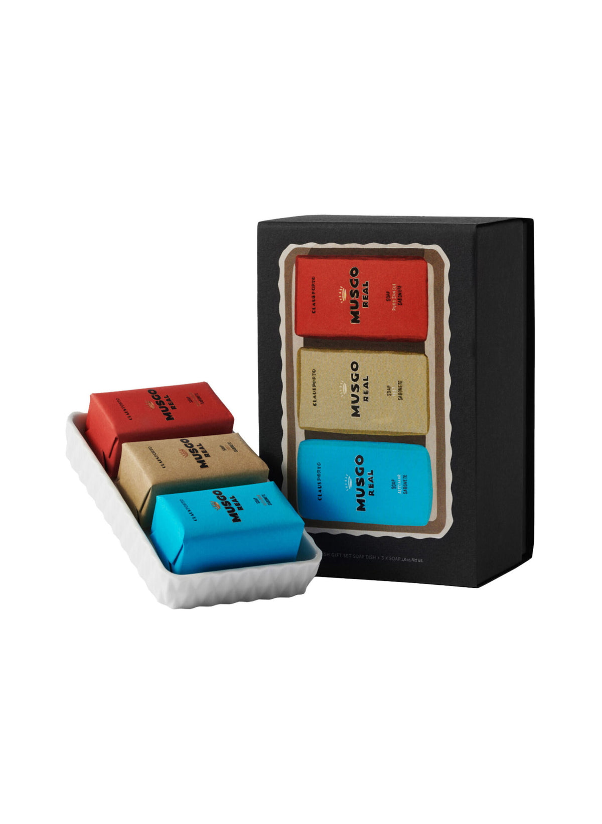 Gift Set Soap Dish plus 3 Mini Soaps Alto Mar, 1887, Puro Sangue
